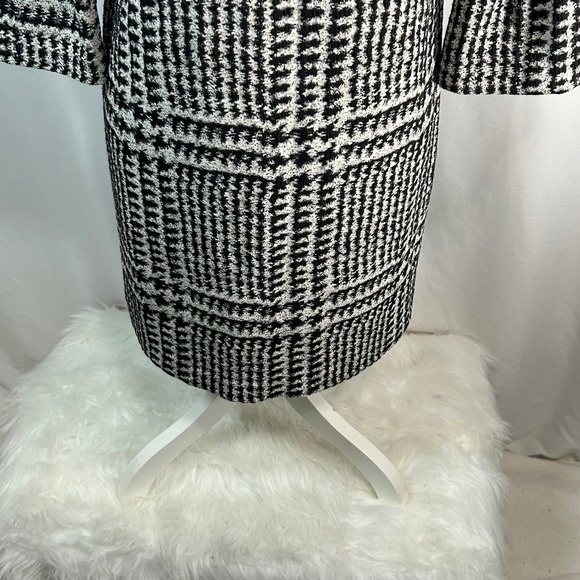 ZARA WOMAN Black White Houndstooth Bell Sleeve Shift Dress Size M - Picture 5 of 10